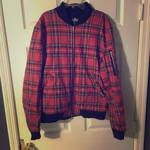 Hot Topic Royal Bones Men’s Plaid Bomber Jacket